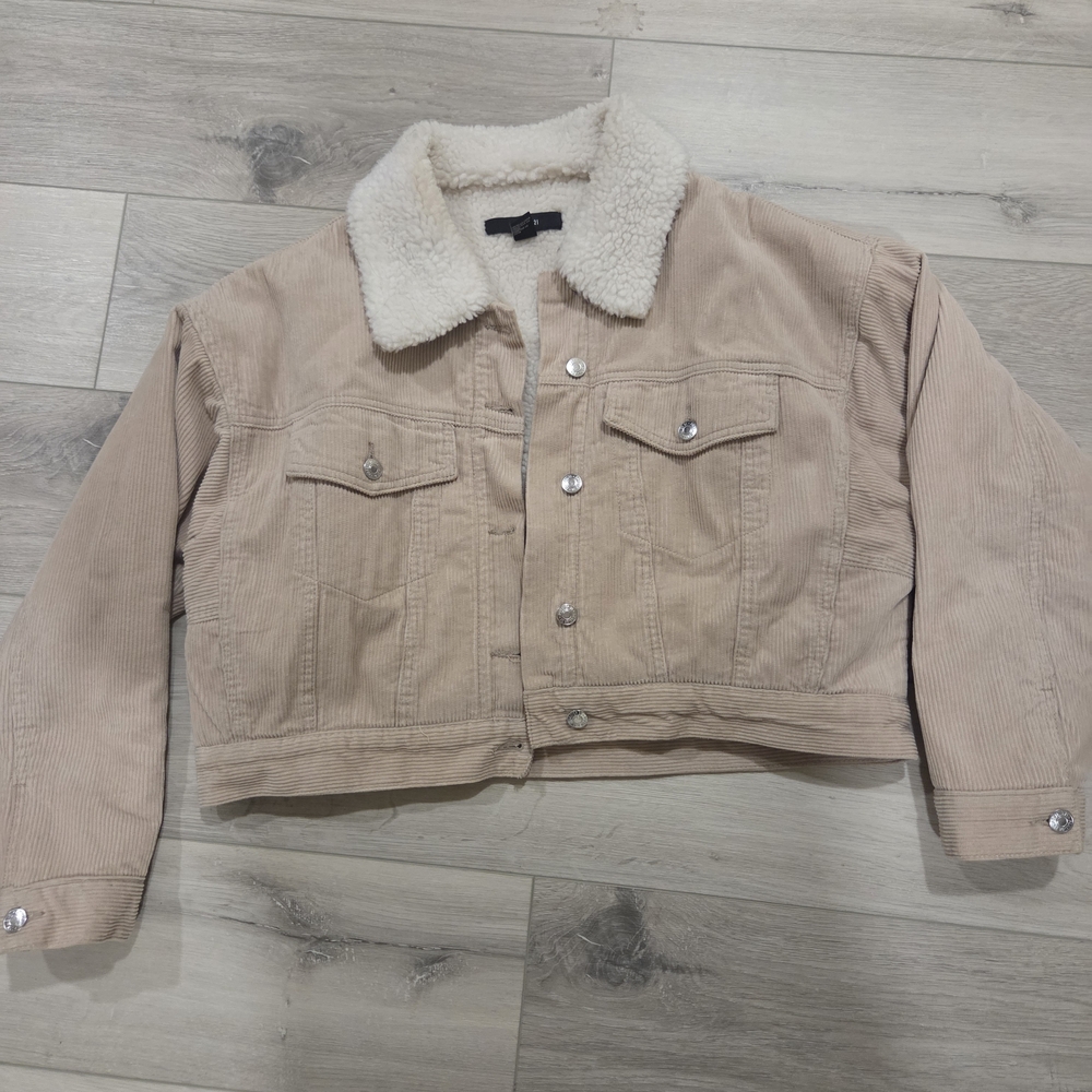Cream Corduroy And Sherpa Jacket